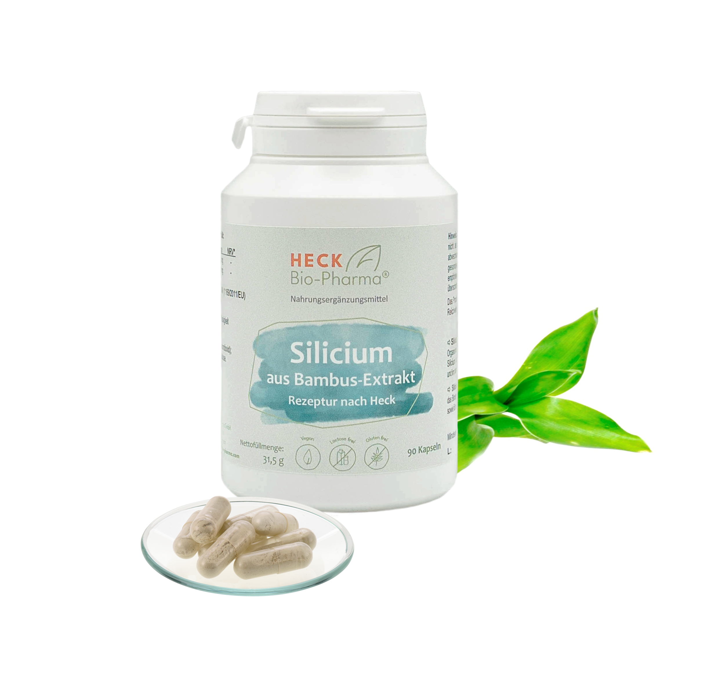 Silicium aus Bambusextrakt, 90 Kapseln – Heck Bio-Pharma