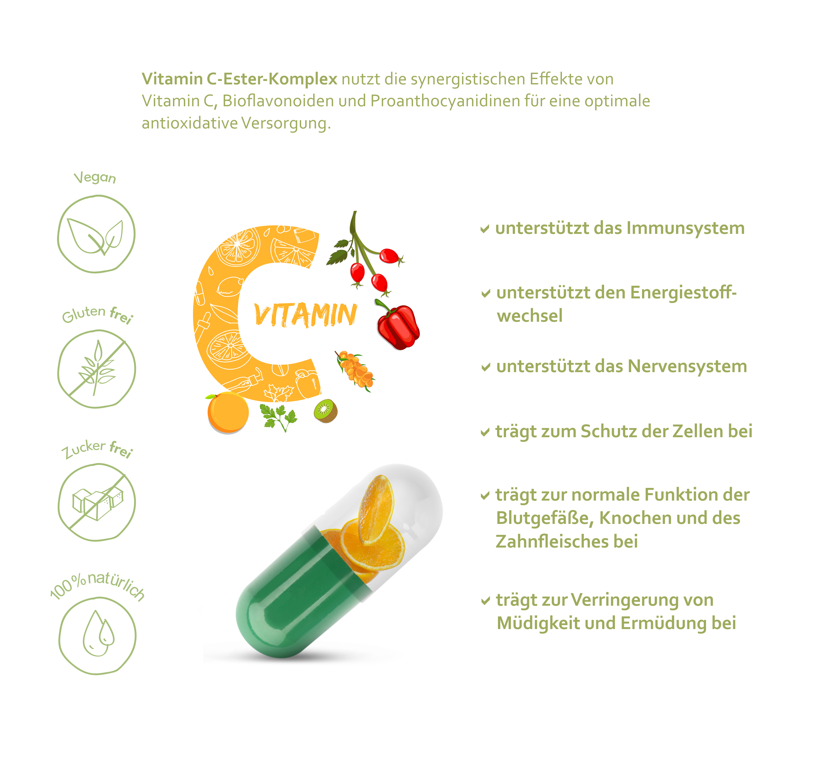 Vitamin C-Ester-Komplex, 60 Kapseln – Heck Bio-Pharma